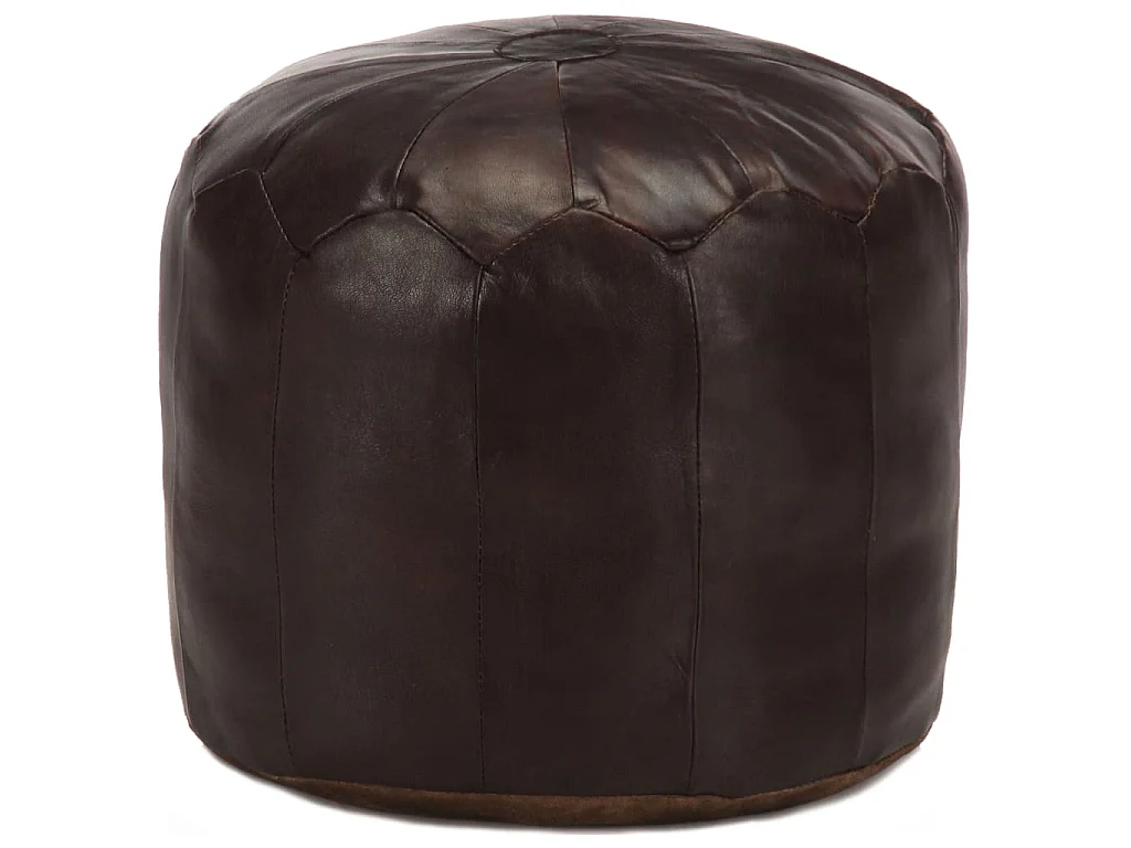 Pouf 40 x 35 cm Marron foncé Cuir véritable de chèvre