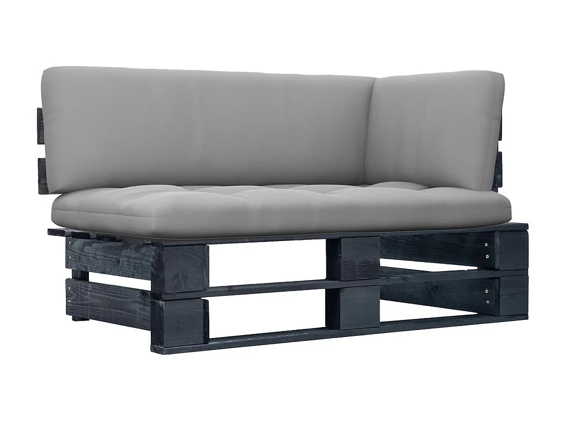 Divano Angolare da Giardino Pallet Legno Pino Impregnato Nero