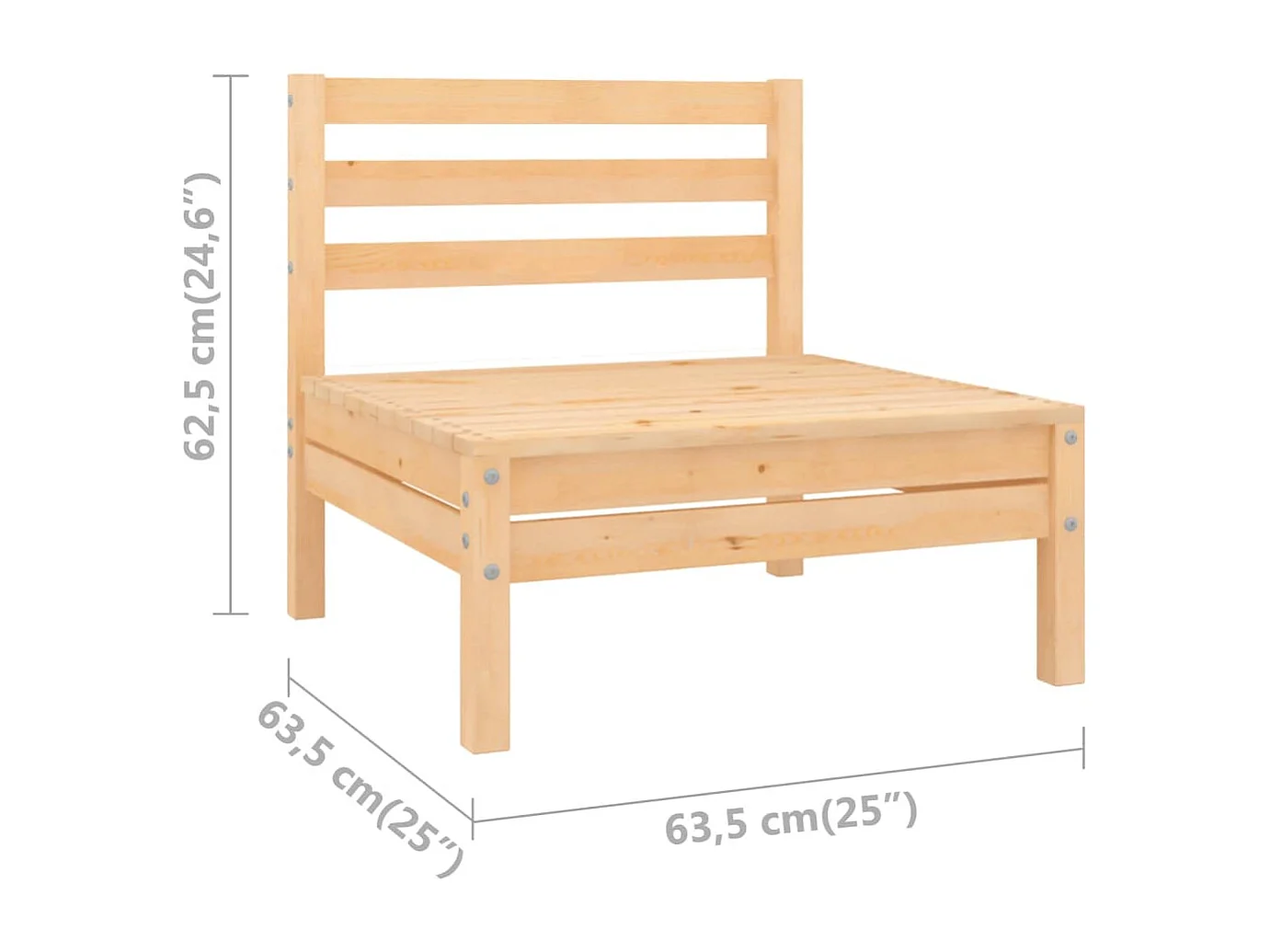 Garten-Mittelsofa Massivholz Kiefer