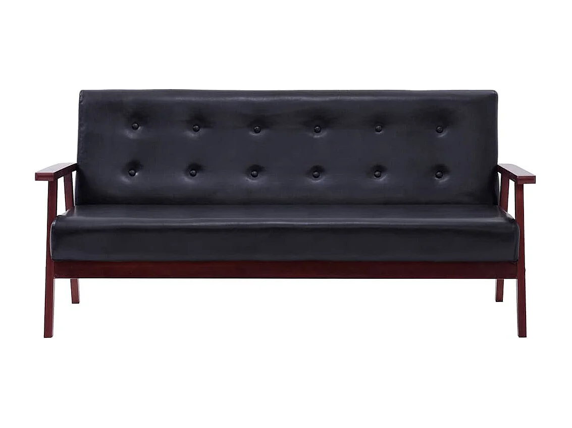 Ensemble de canapés 3 pcs noir similicuir