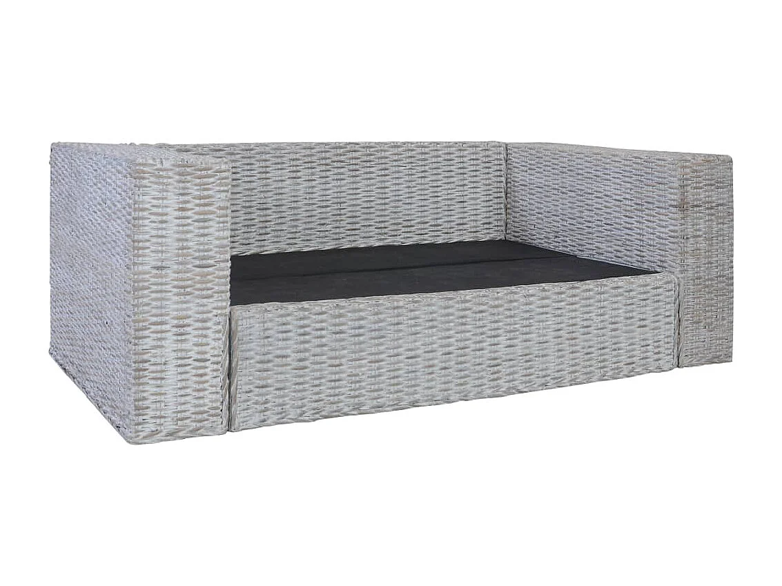 2-delig Bankstel met kussens natuurlijk rattan grijs