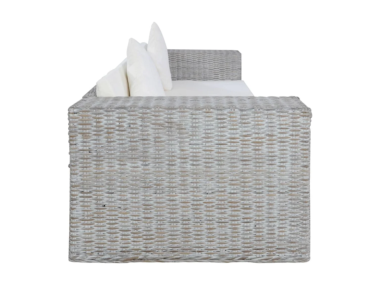 2 pcs conjunto de sofás com almofadões vime natural cinzento