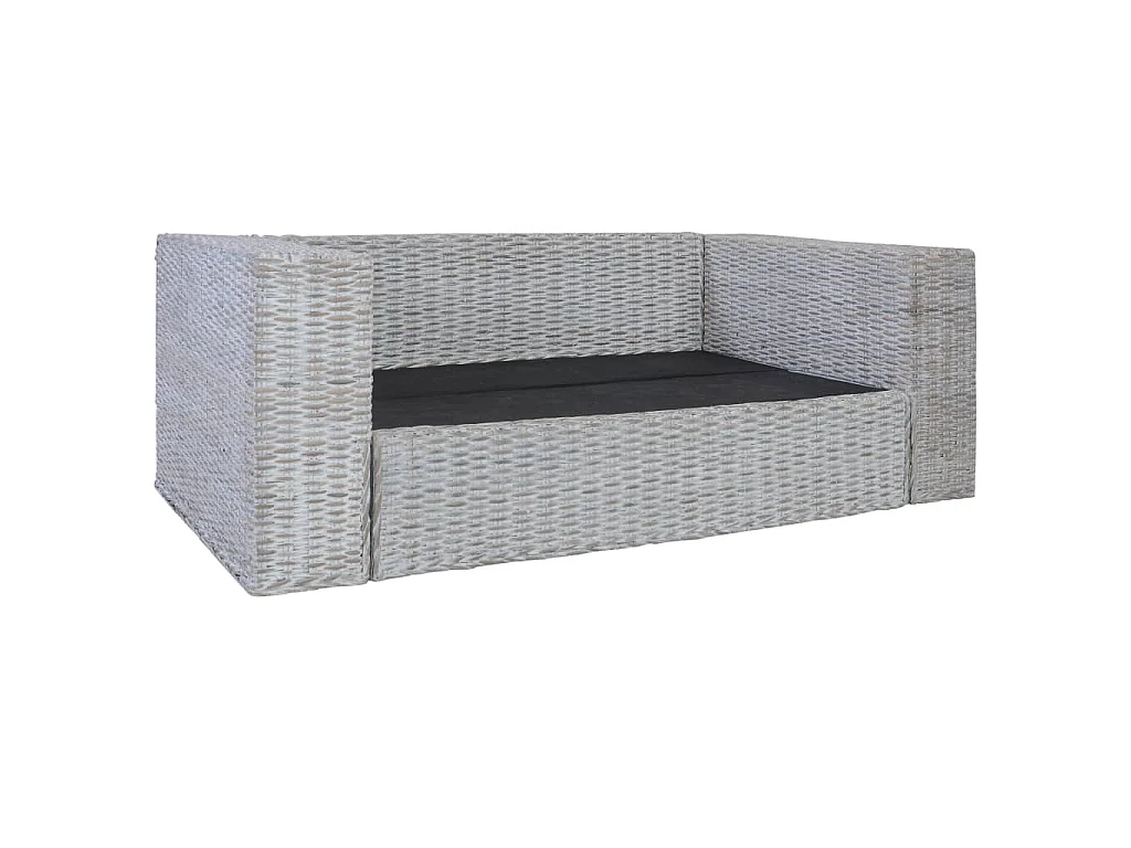 2-delig Bankstel met kussens natuurlijk rattan grijs