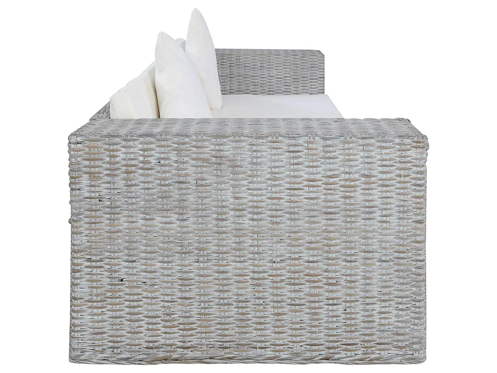 2-delig Bankstel met kussens natuurlijk rattan grijs