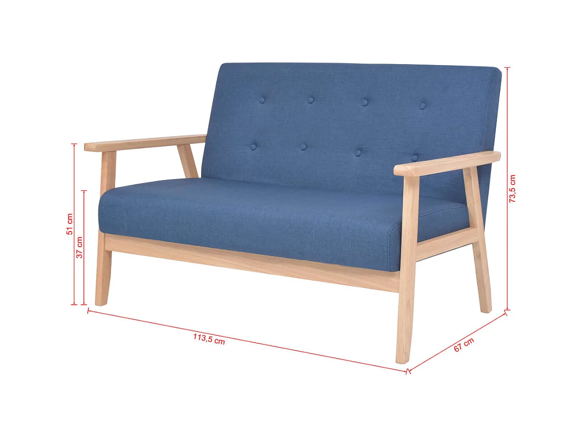Ensemble de canapé 2 pcs Tissu bleu