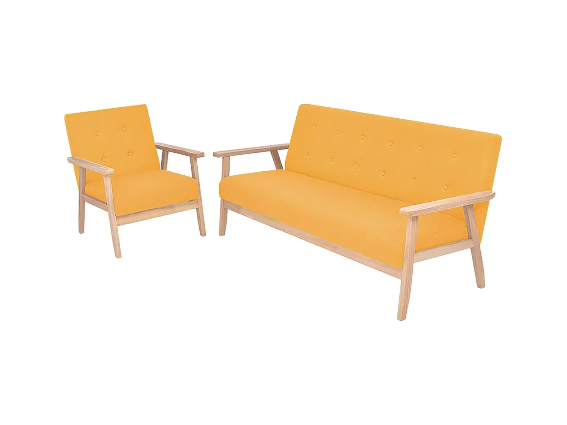 Ensemble de canapé 2 pcs Tissu jaune