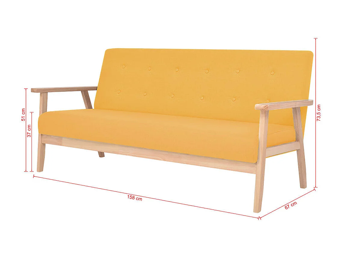 Ensemble de canapé 2 pcs Tissu jaune