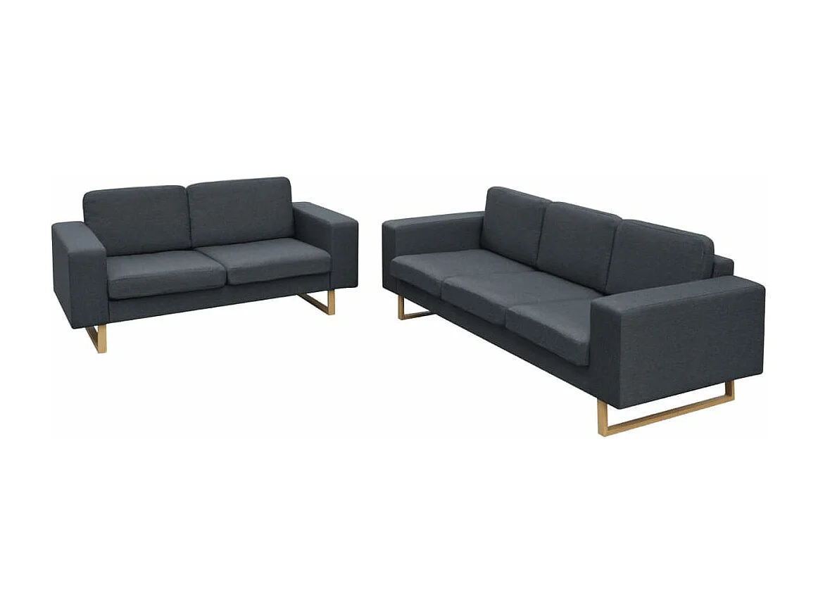 Conjunto sofá de 3 lugares e 2 lugares cinzento escuro