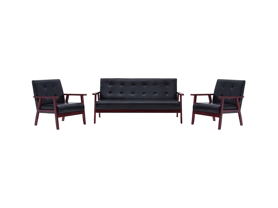 Ensemble de canapés 3 pcs Noir Similicuir