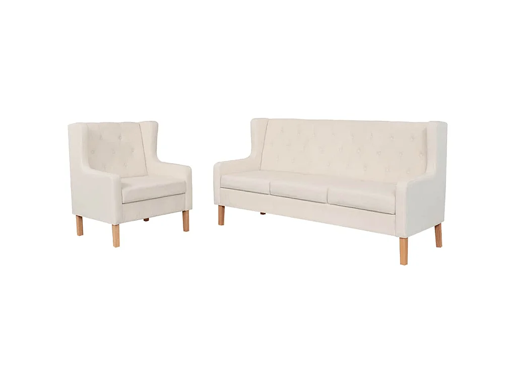 Ensemble de canapés 2 pcs tissu blanc crème