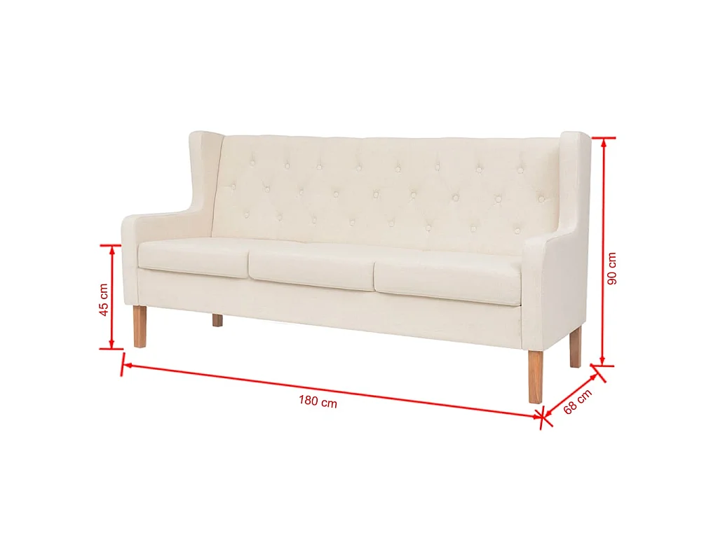 Ensemble de canapés 2 pcs tissu blanc crème
