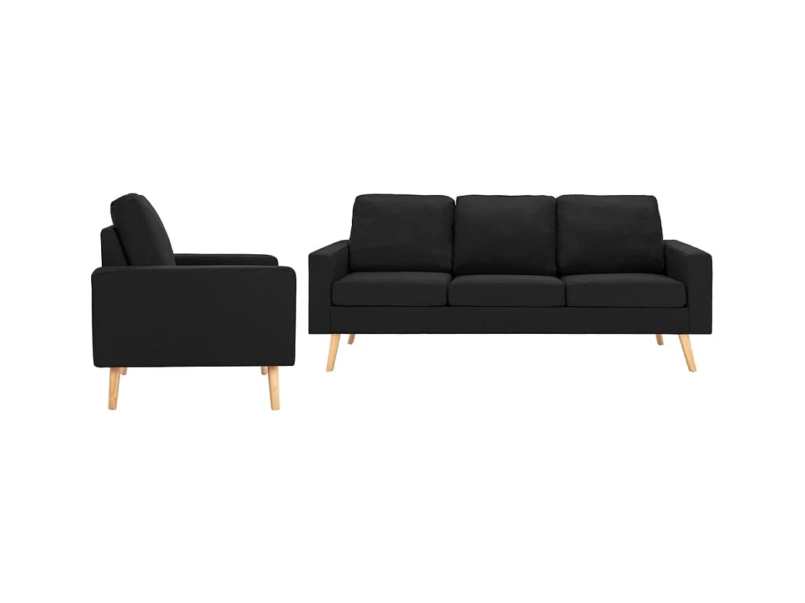 Ensemble de canapés 2 pcs Tissu Noir
