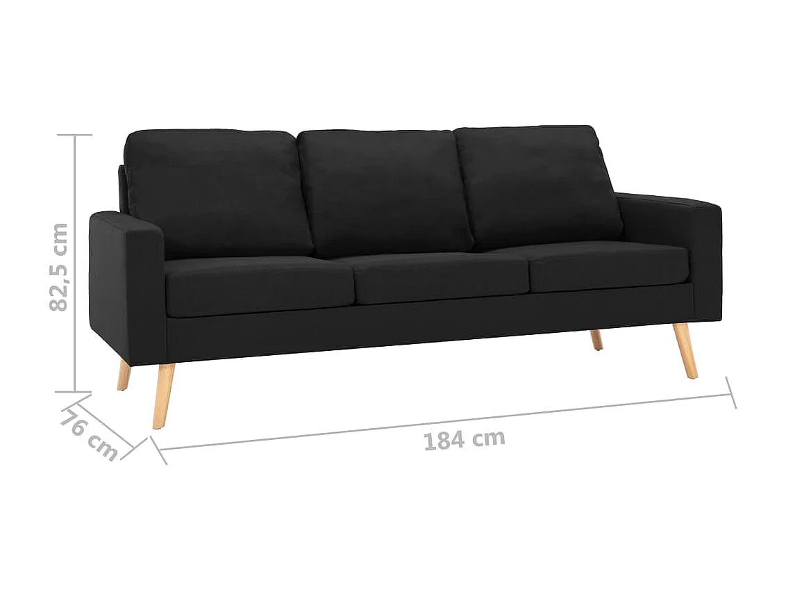 2 pcs conjunto de sofás tecido preto