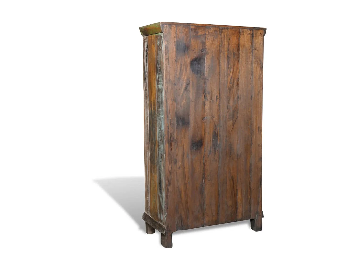 Libreria Multicolore in Legno Riciclato con 3 Scaffali e 2 Ante
