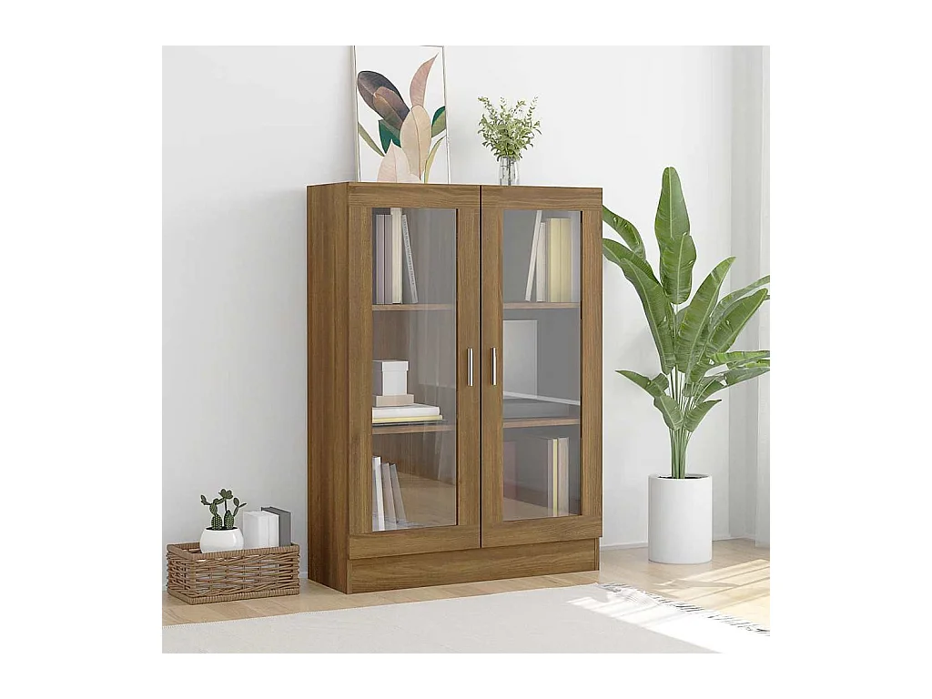 Mobile Vetrina Rovere Marrone 82,5x30,5x115cm Legno Multistrato