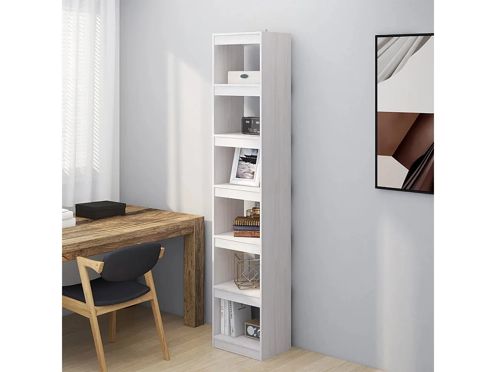 Bibliothèque/Séparateur de pièce Blanc 40x30x199 cm Pin massif