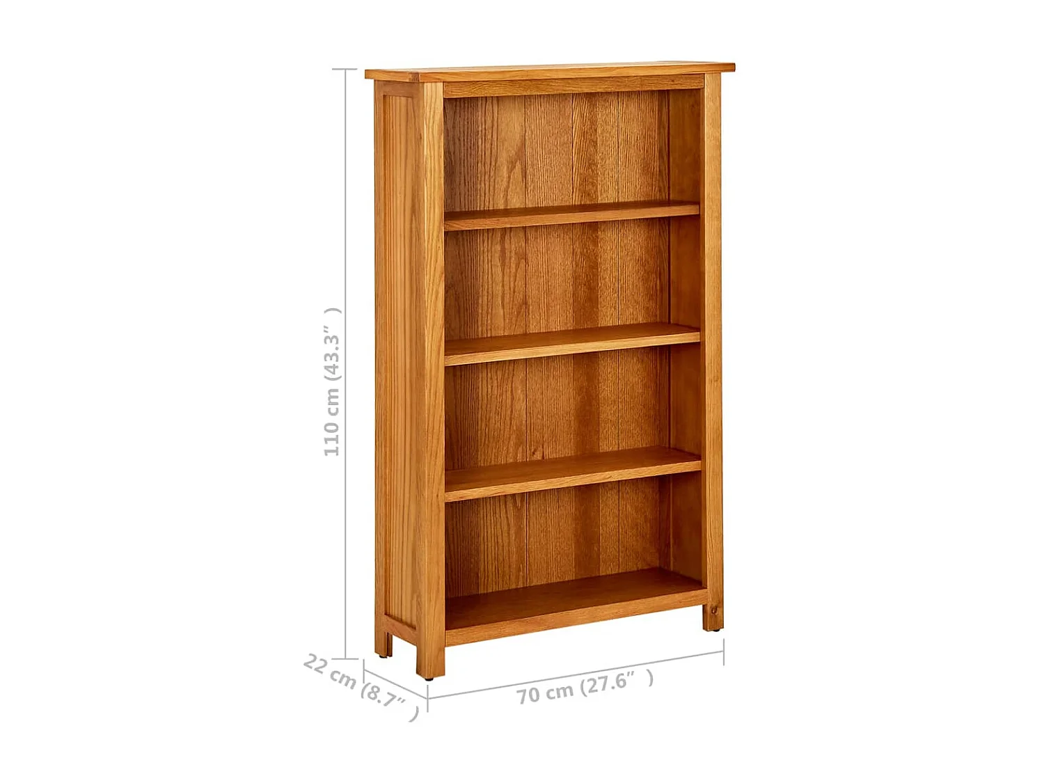 Bücherregal 4 Fächer 70x22x110 cm Massivholz Eiche