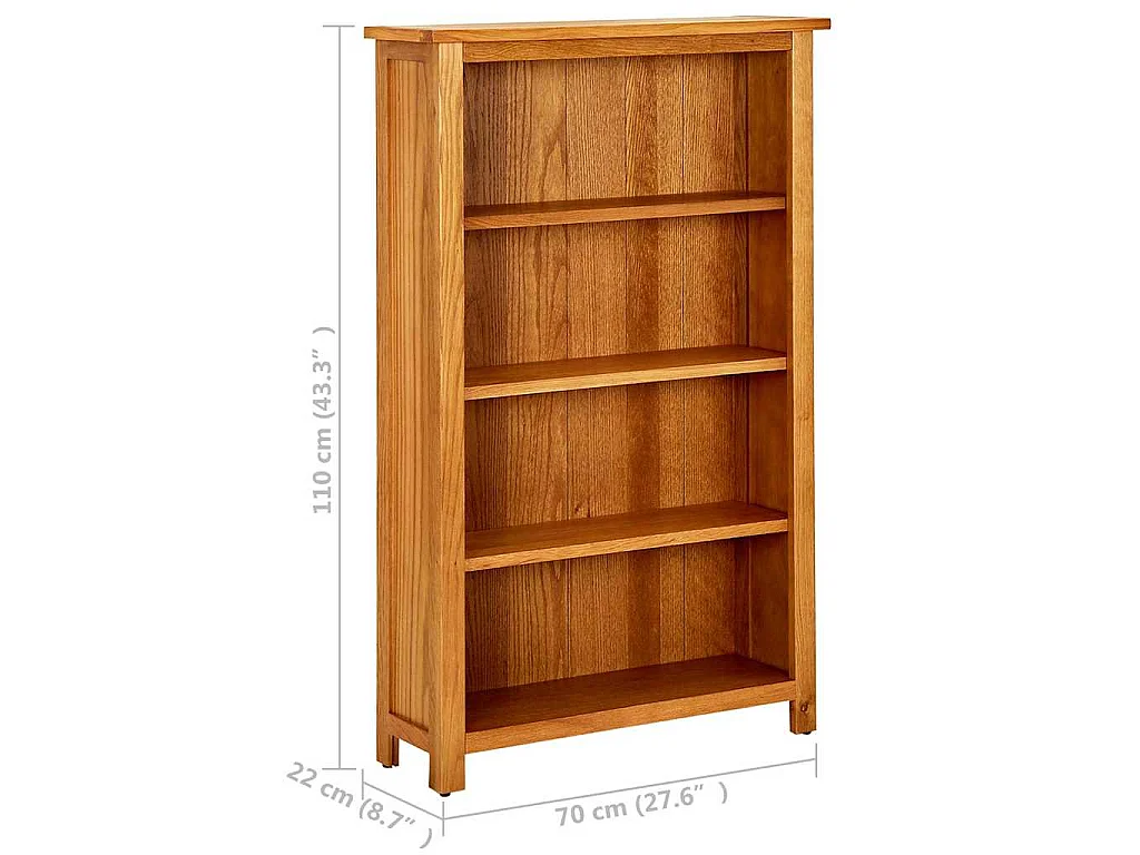 Bibliothèque à 4 niveaux 70x22x110 cm Bois de chêne massif