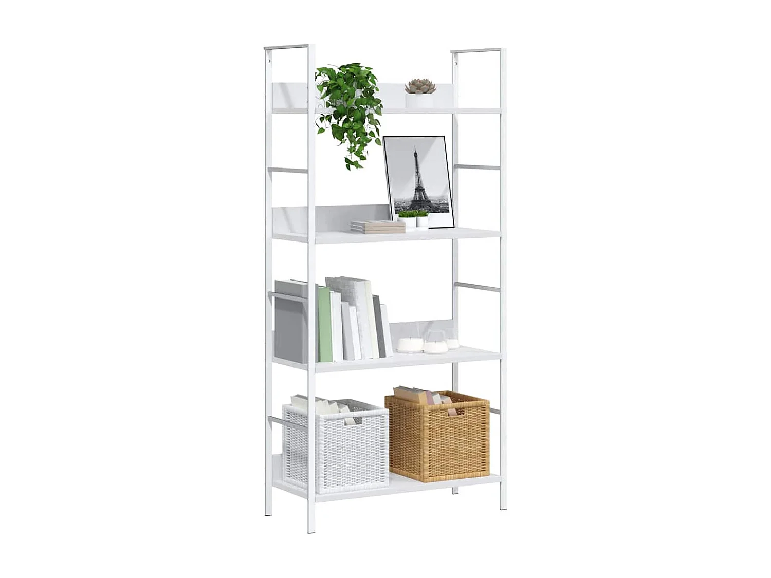 Bibliothèque à 4 niveaux blanc 60x27,6x124,5 cm bois ingénierie