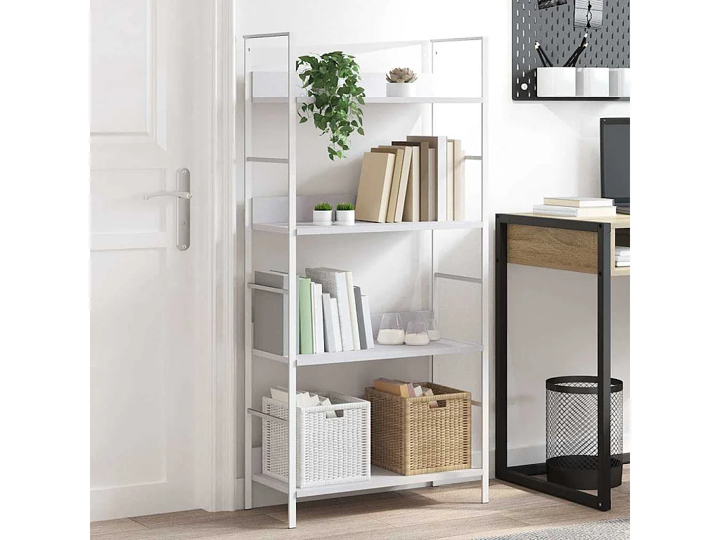 Boekenkast met 4 schappen 60x27,6x124,5 cm bewerkt hout wit
