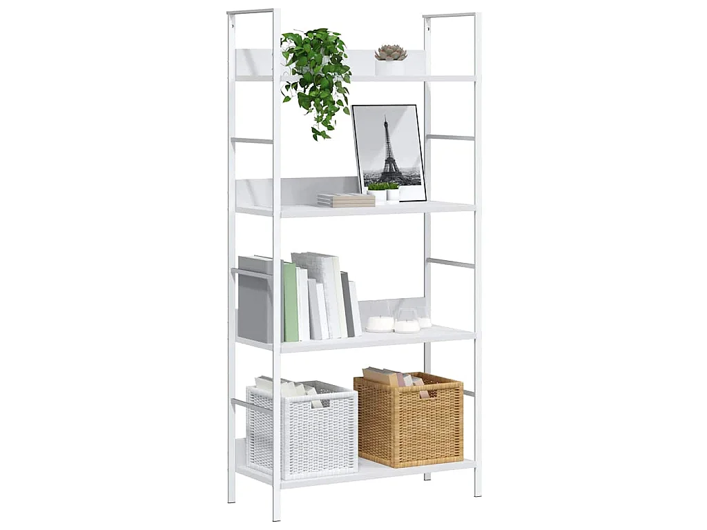 Bibliothèque à 4 niveaux blanc 60x27,6x124,5 cm bois ingénierie