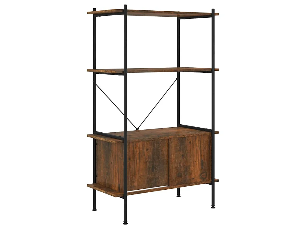Étagère à 4 niveaux armoire 80x40x130cm Acier bois d'ingénierie