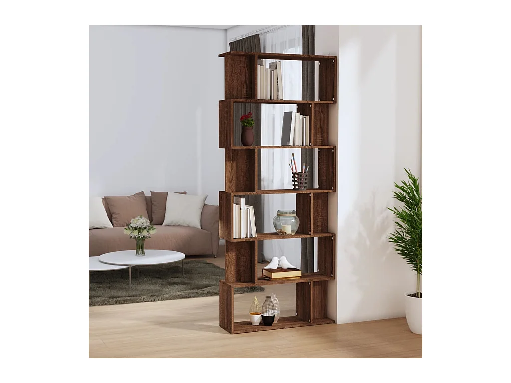 Boekenkast/kamerscherm 80x24x192 cm bewerkt hout bruineiken