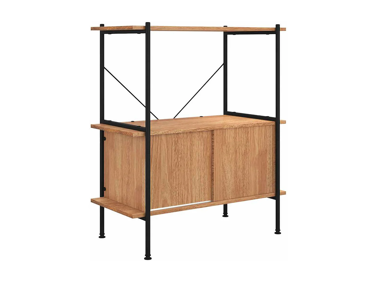 Scaffalatura 3 Livelli con Mobiletto 80x40x92cm Acciaio e Legno