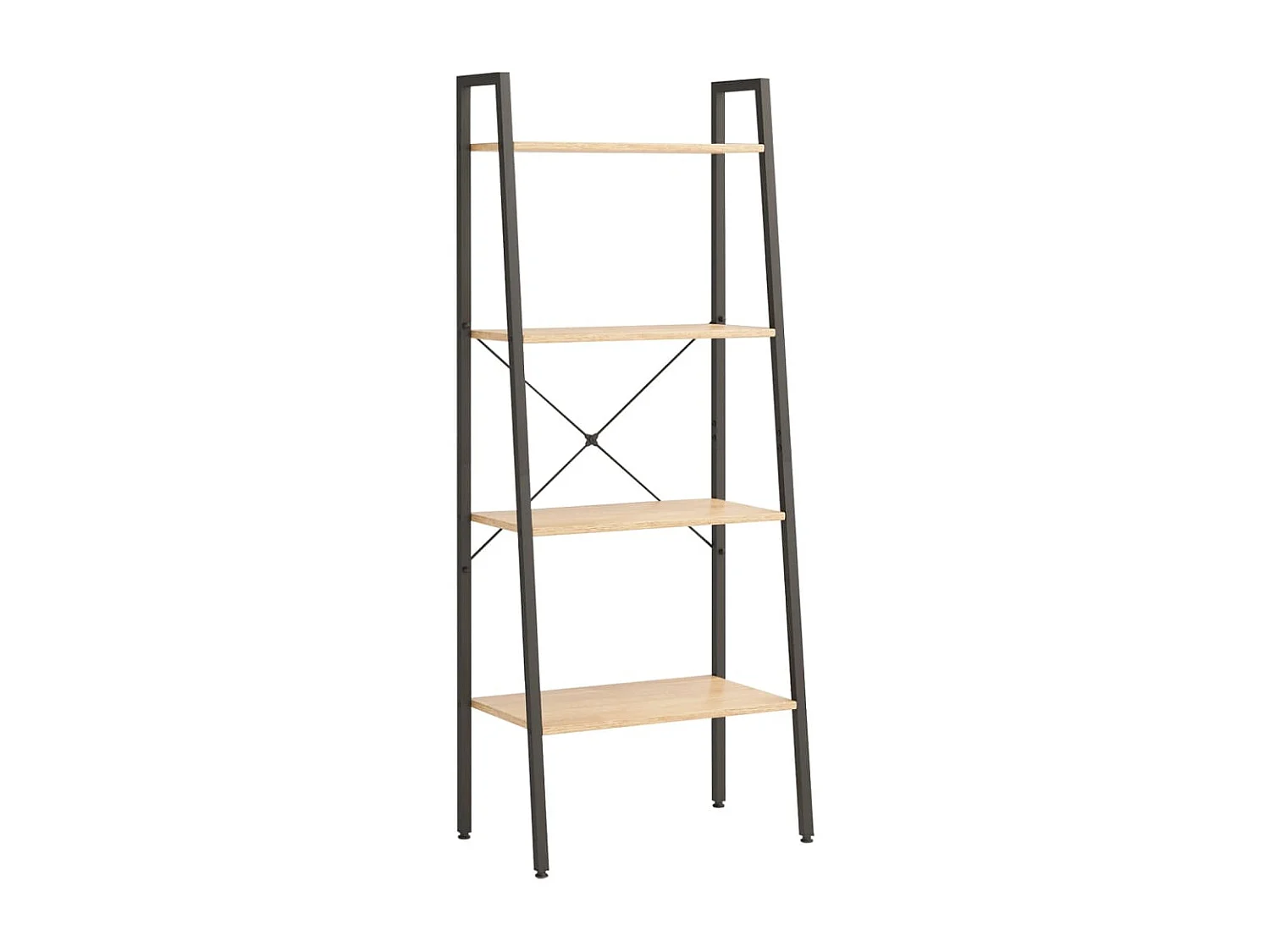 Standregal 4 Böden Hellbraun und Schwarz 56x35x140 cm