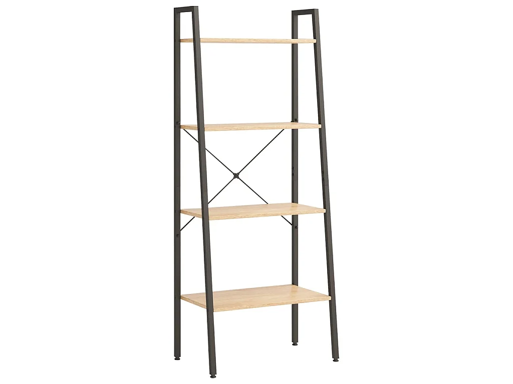 Ladderrek met 4 schappen 56x35x140 cm lichtbruin en zwart