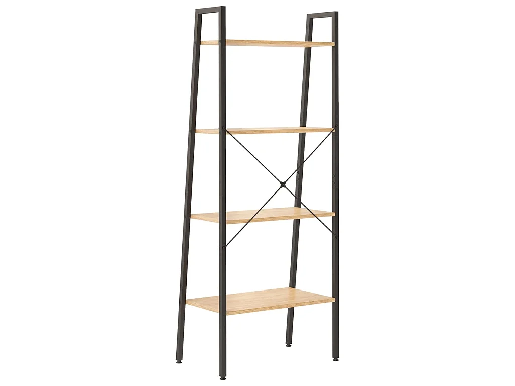 Ladderrek met 4 schappen 56x35x140 cm lichtbruin en zwart