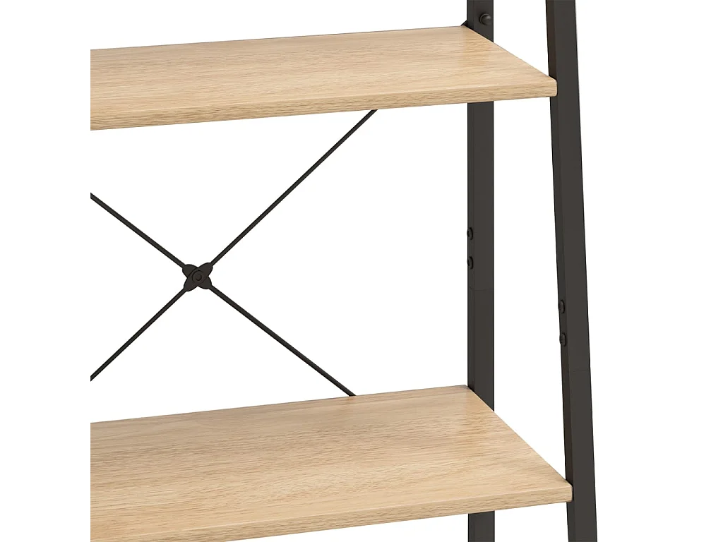 Ladderrek met 4 schappen 56x35x140 cm lichtbruin en zwart