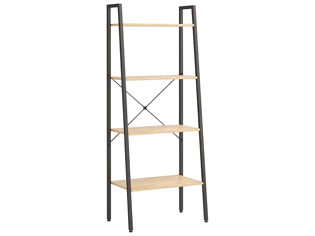 Étagère sur pied 4 niveaux Marron clair et noir 56x35x140 cm
