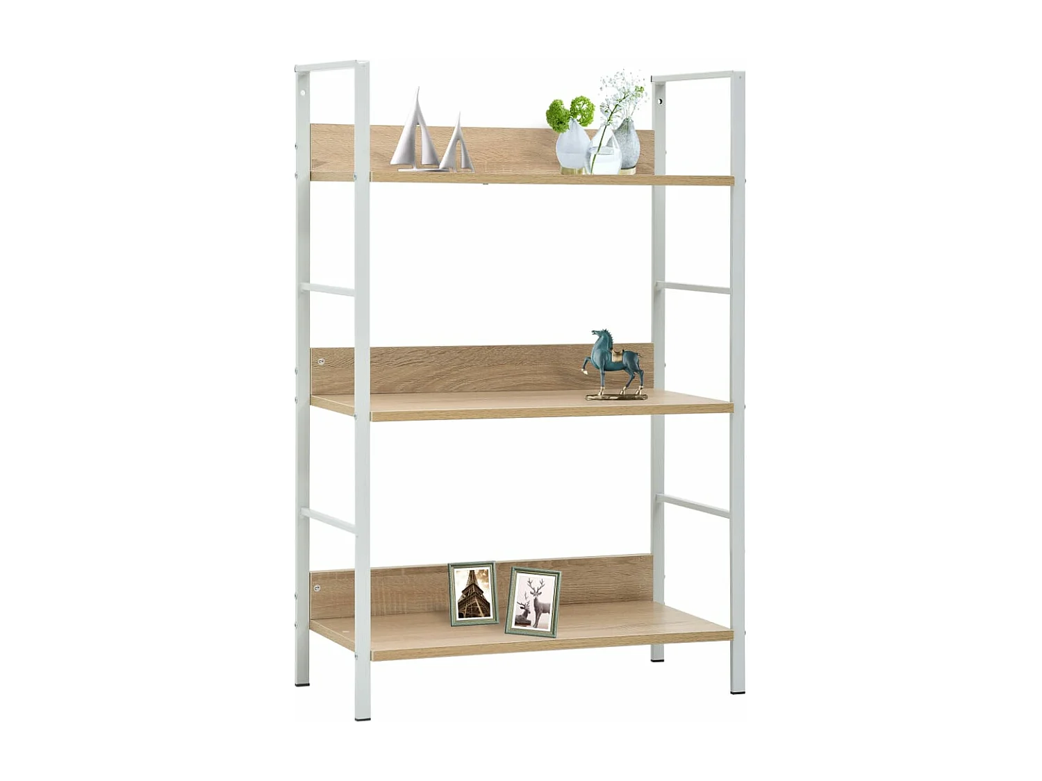 Bibliothèque à 3 niveaux chêne 60x27,6x90,5cm bois d'ingénierie