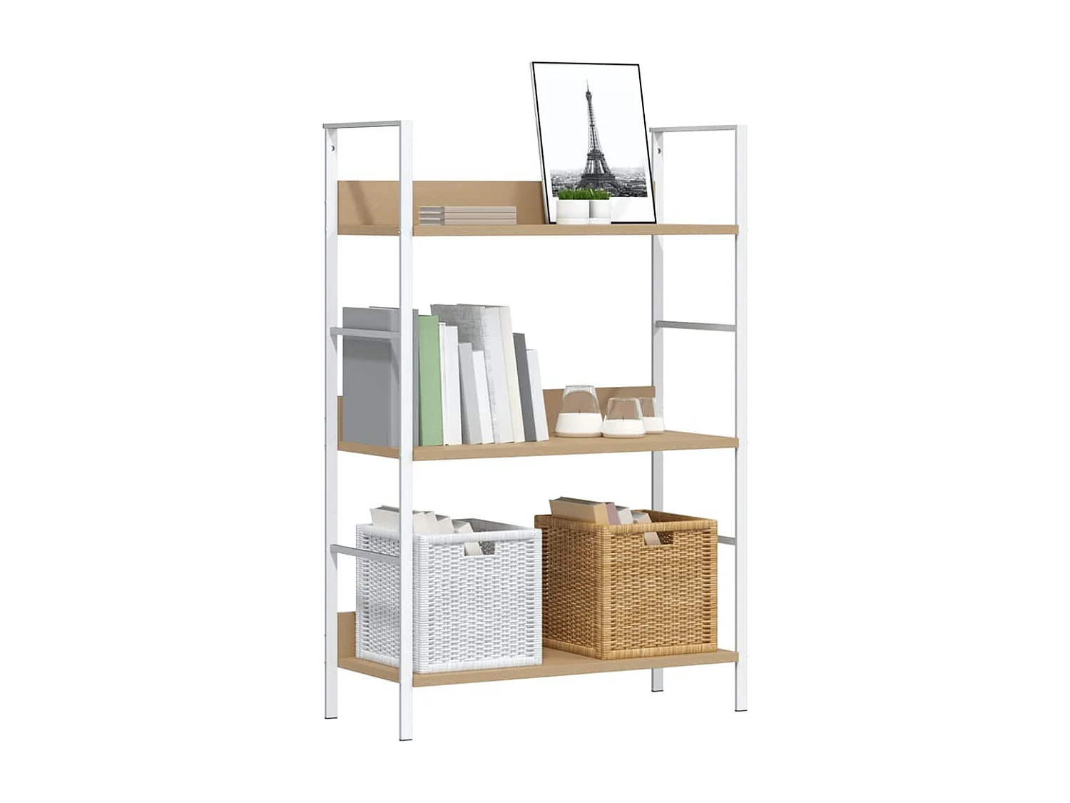 Bibliothèque à 3 niveaux chêne 60x27,6x90,5cm bois d'ingénierie