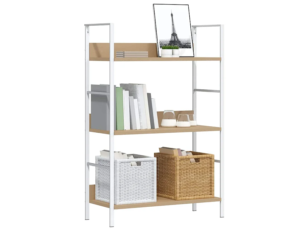 Bibliothèque à 3 niveaux chêne 60x27,6x90,5cm bois d'ingénierie