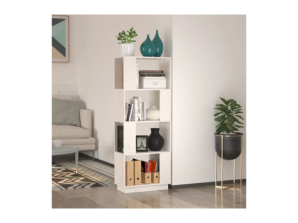 Bibliothèque/Séparateur de pièce Blanc 51x25x132 cm Pin massif