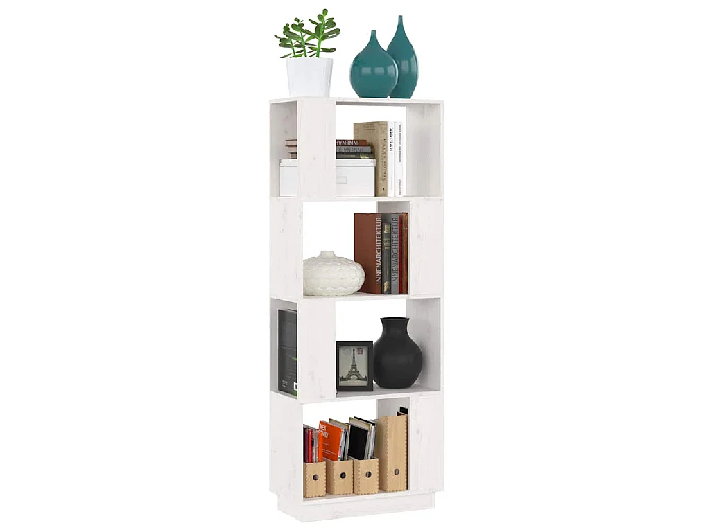 Boekenkast/kamerscherm 51x25x132 cm massief grenenhout wit