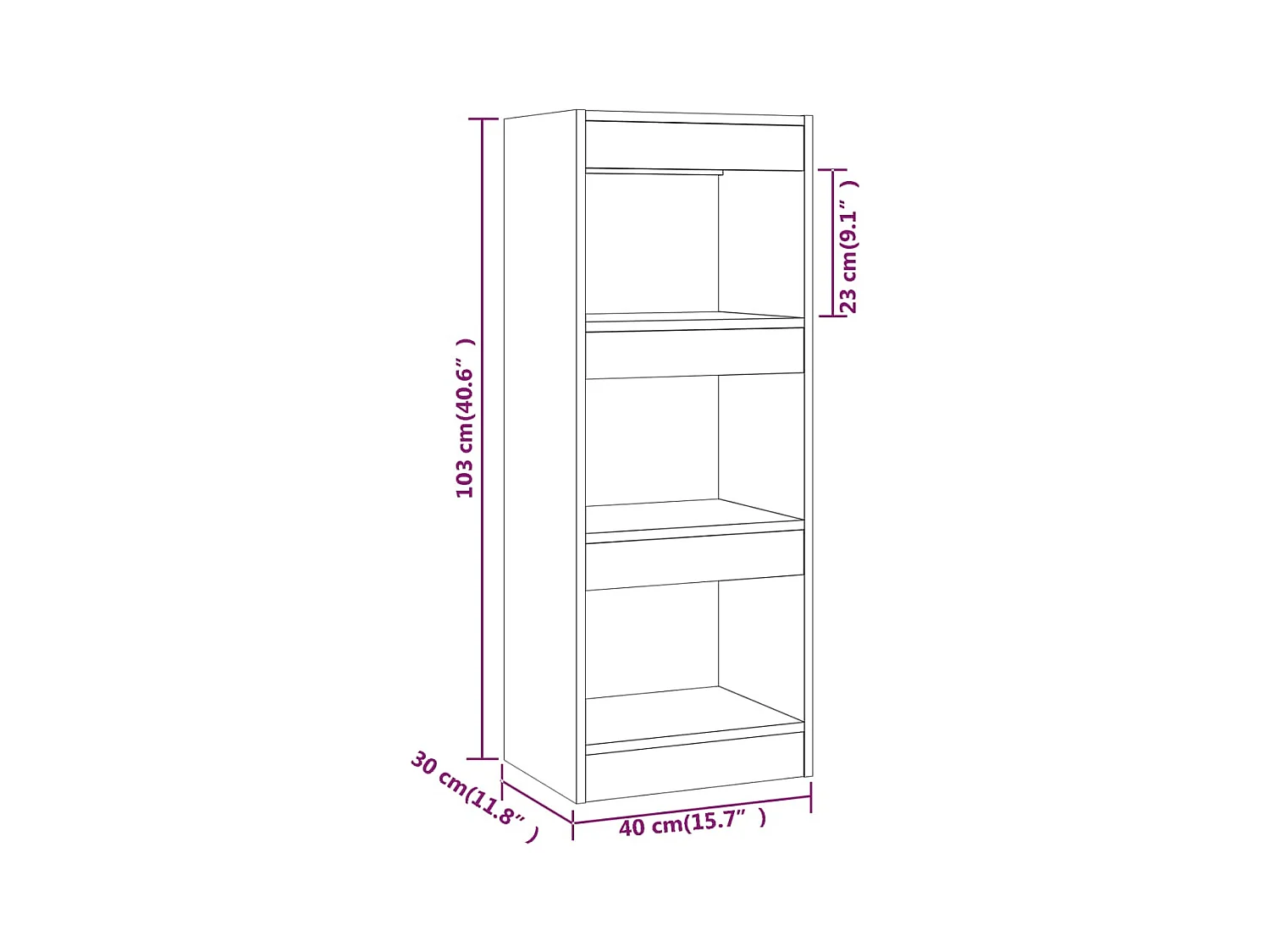 Estantería/divisor madera de ingeniería blanco 40x30x103 cm