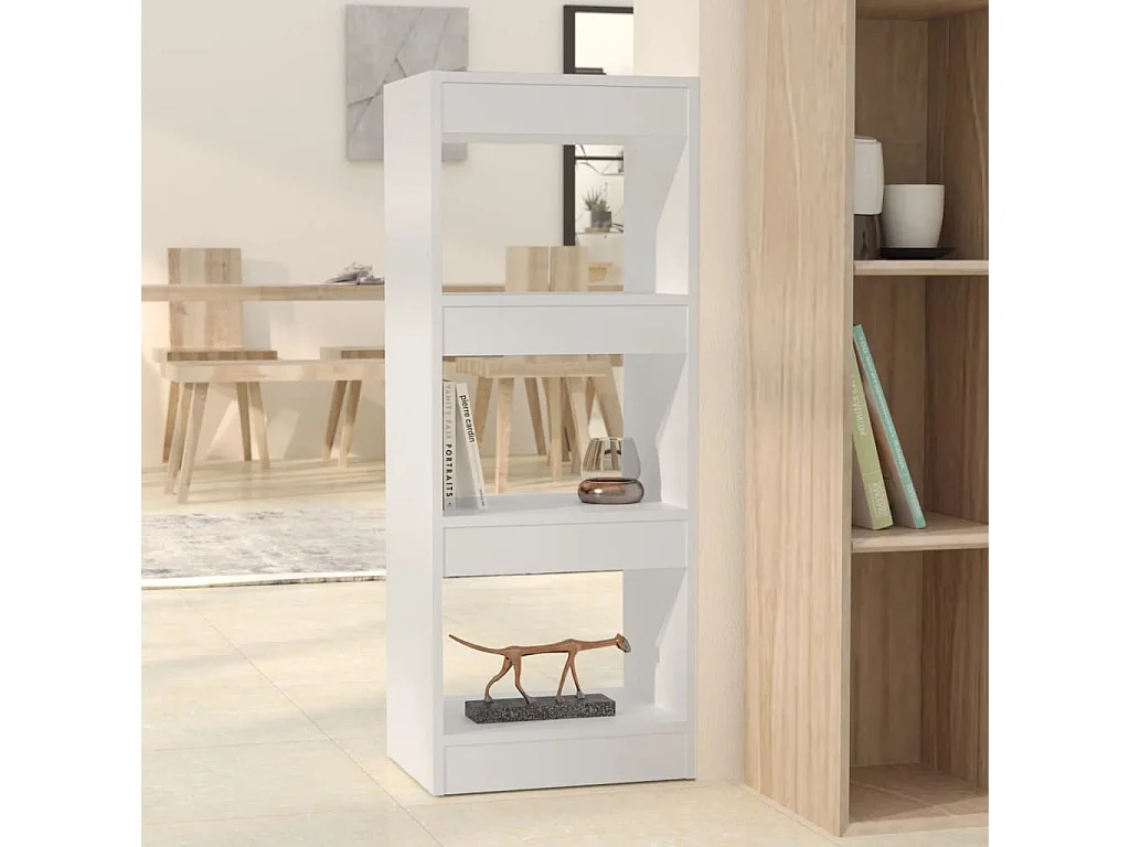 Bibliothèque/séparateur de pièce blanc bois d'ingénierie