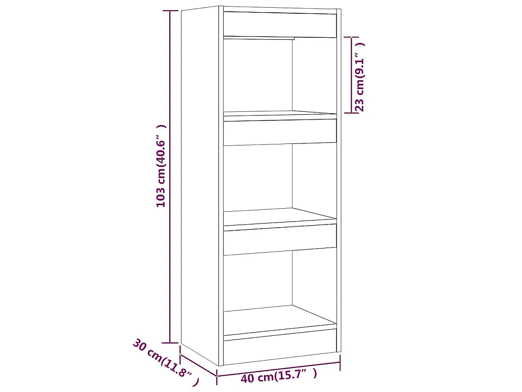Bücherregal/Raumteiler Weiß 40x30x103 cm Holzwerkstoff