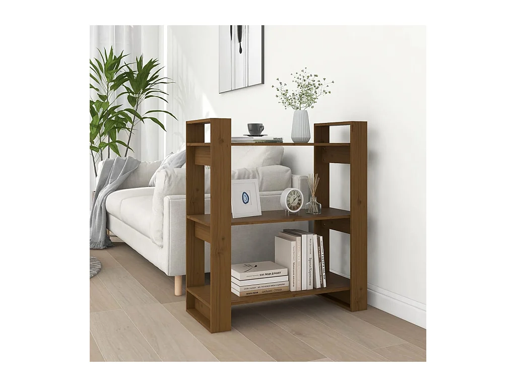 Bibliothèque/Cloison Marron miel 80x35x91 cm Bois massif