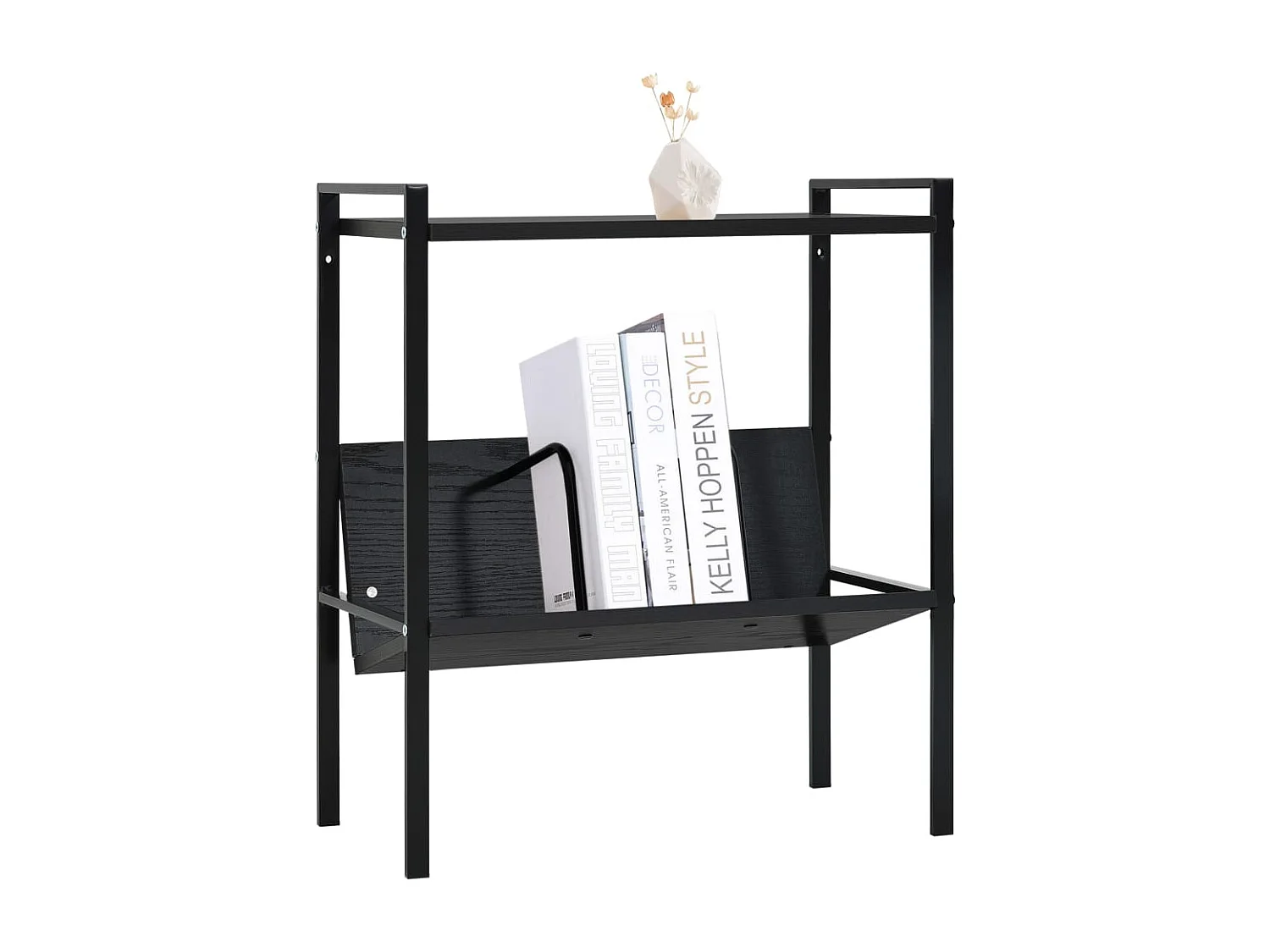Bibliothèque 2 niveaux Noir 52x28x59 cm bois d'ingénierie