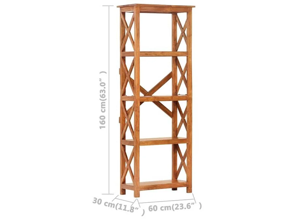 Bibliothèque 60x30x160 cm Bois massif d'acacia et finition miel