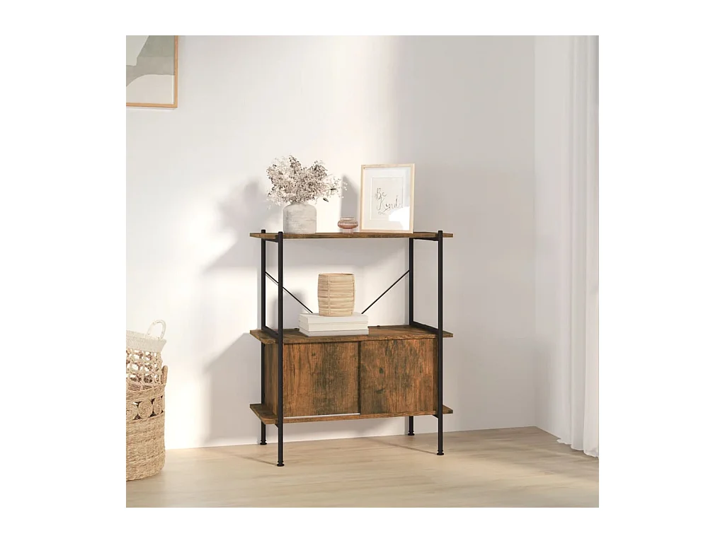 Étagère à 3 niveaux armoire 80x40x92 cm Acier bois d'ingénierie