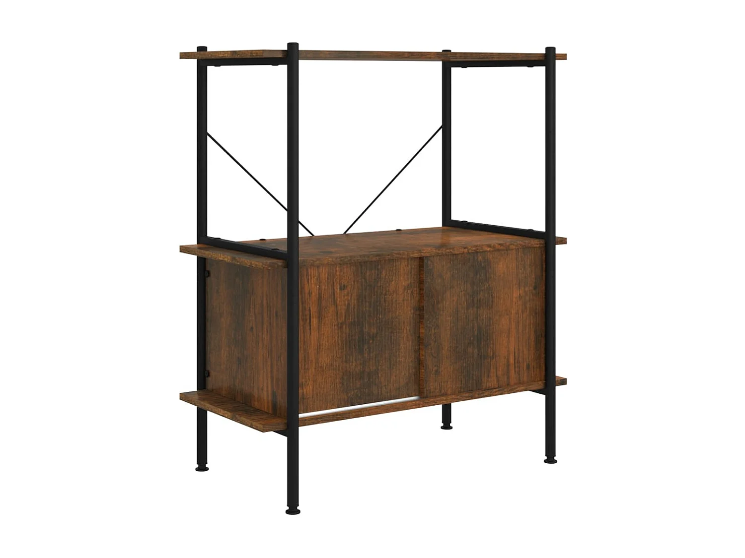 Scaffalatura 3 Livelli con Mobiletto 80x40x92cm Acciaio e Legno