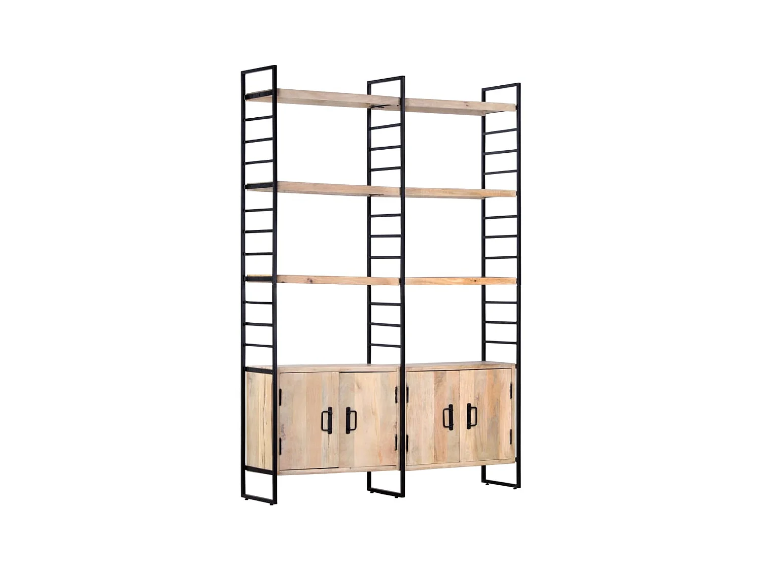 Libreria a 4 Livelli Legno Massello di Mango 124x30x180 cm