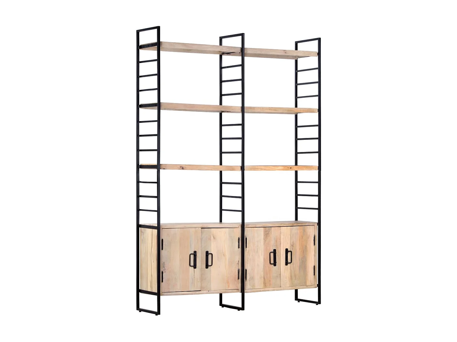 Bücherregal 4 Etagen 124x30x180 cm Mango Massivholz