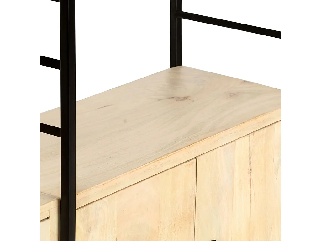 Bücherregal 4 Etagen 124x30x180 cm Mango Massivholz