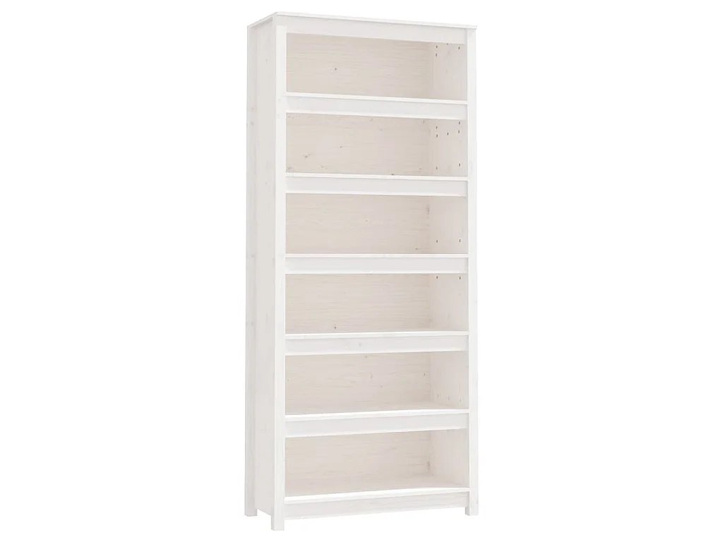 Libreria Bianca 80x35x183 cm in Legno Massello di Pino